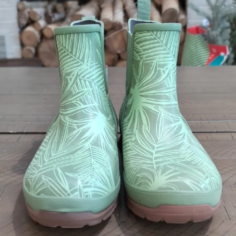 Green winter and rain boots